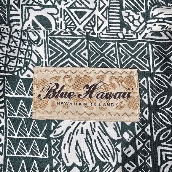 Blue Hawaii Cotton Shirt Mens Size 2XL Short Sleeve Green Multi Tropical Print - Picture 2 of 8